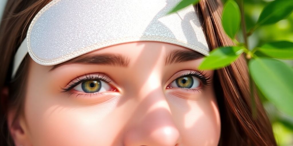 Nærbilde av strålende øyne med øyemaske på.