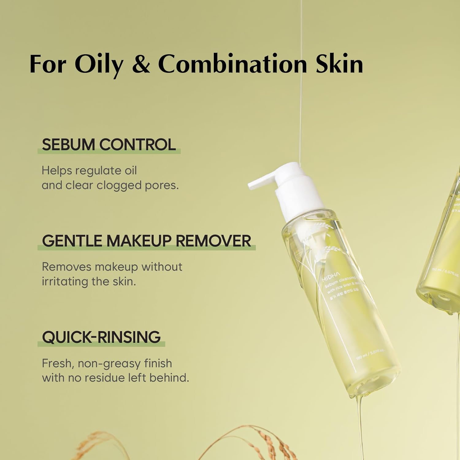 Midha Sebum Cleansing Oil With Rice Bran & Tea Tree