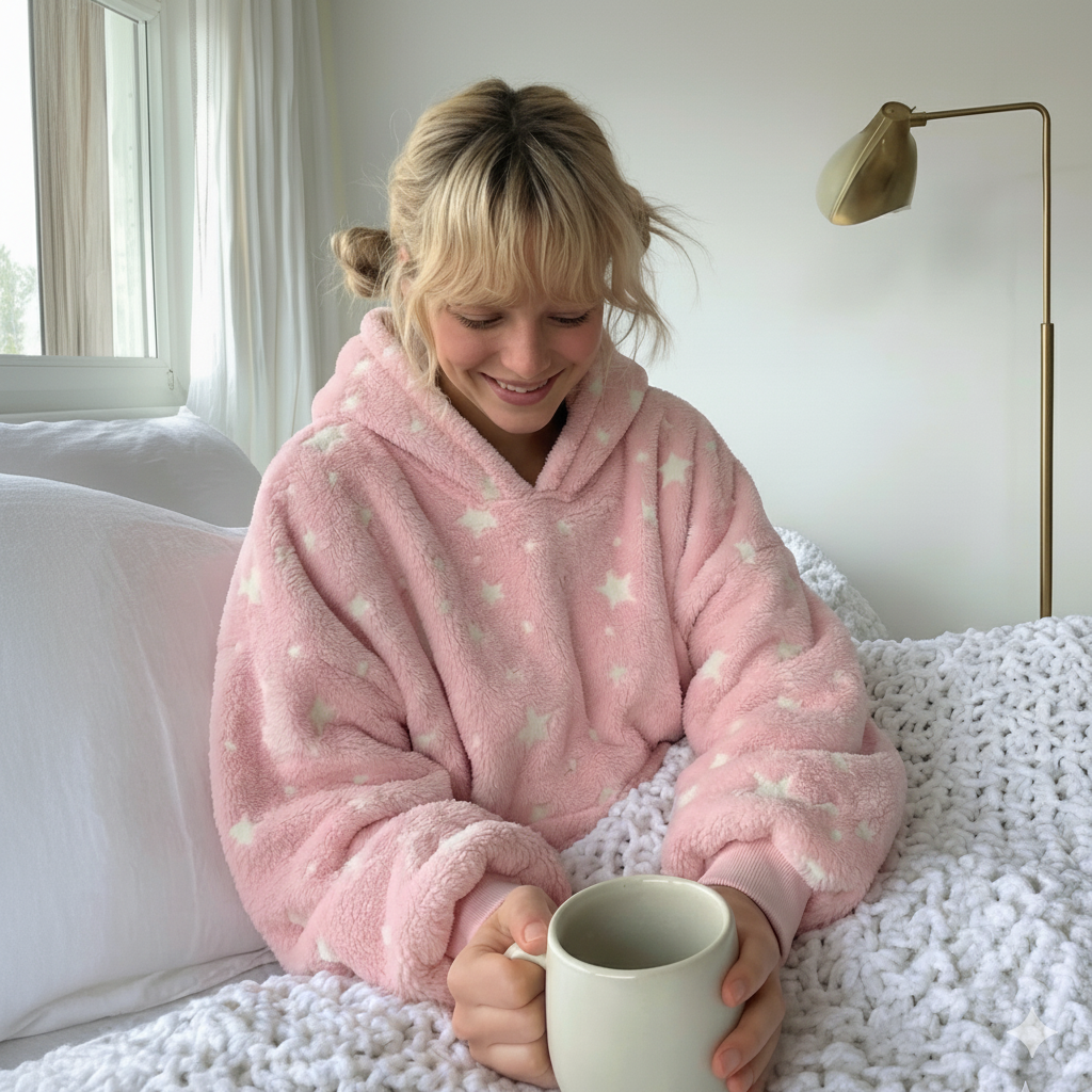 Beauty Mall Kosegenser I Flanell – Rosa Med Jordbærmønster