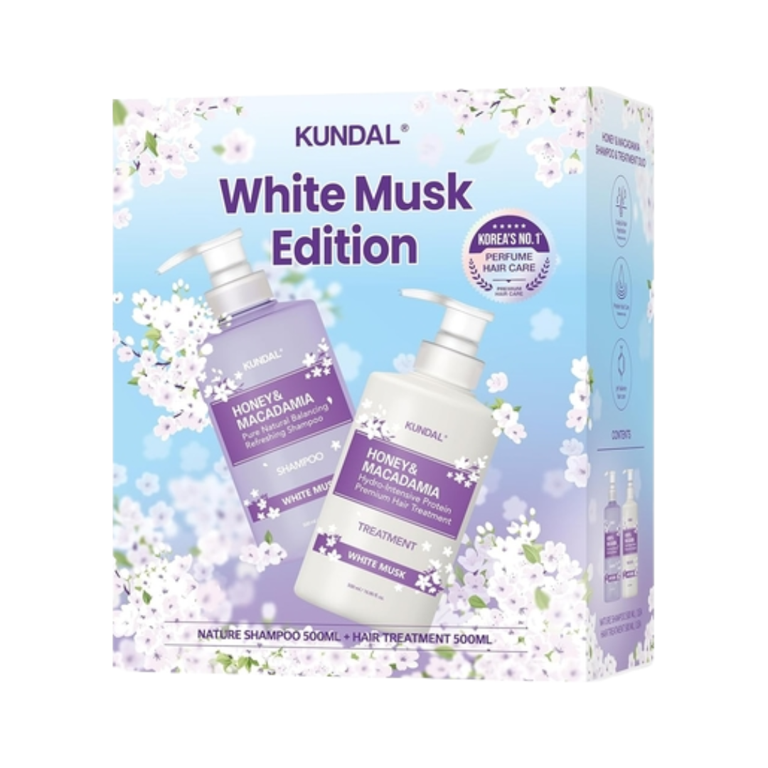 Kundal Honey & Macadamia Shampoo + Treatment Set - White Musk