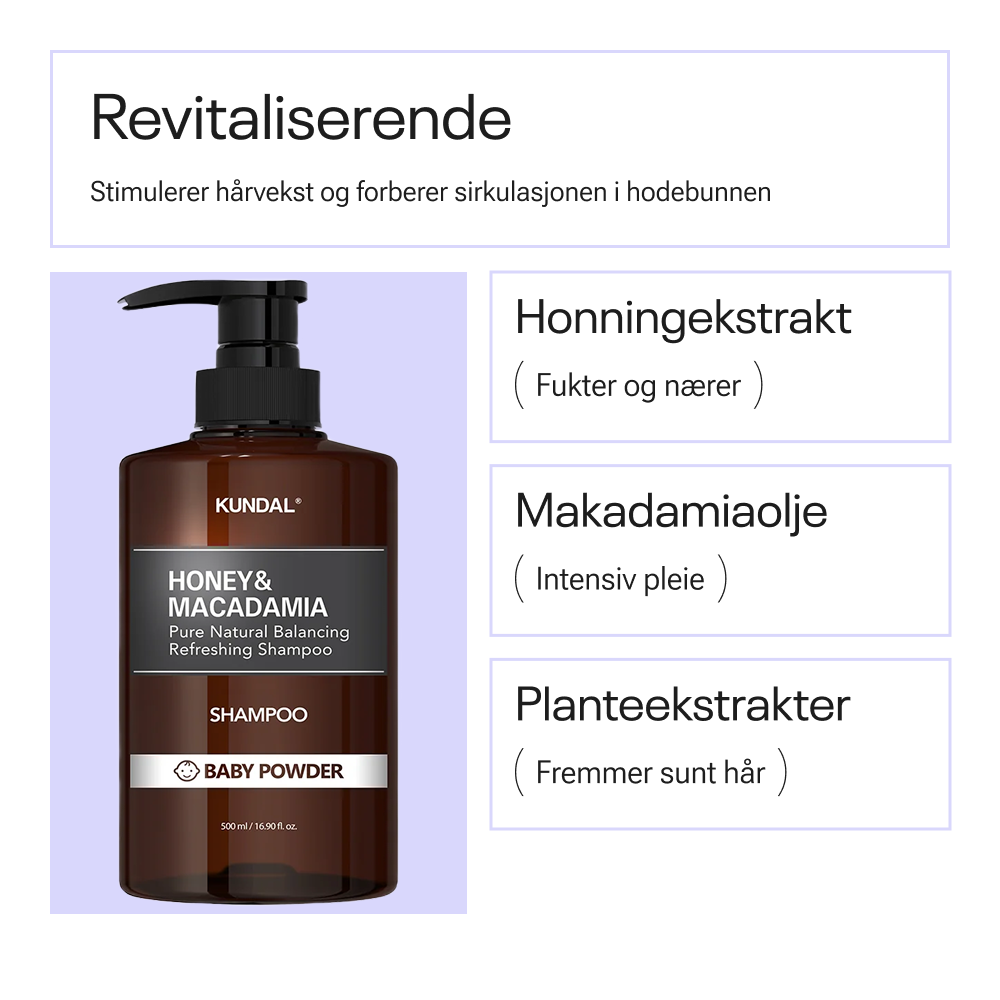 Kundal Honey & Macadamia Pure Natural Refreshing Shampoo Baby Powder 500ml
