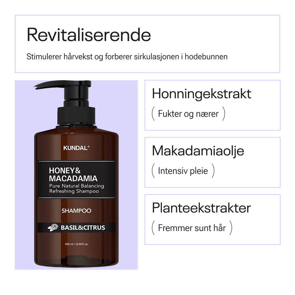 Kundal Honey & Macadamia Pure Natural Refreshing Shampoo Basil & Citrus 500ml
