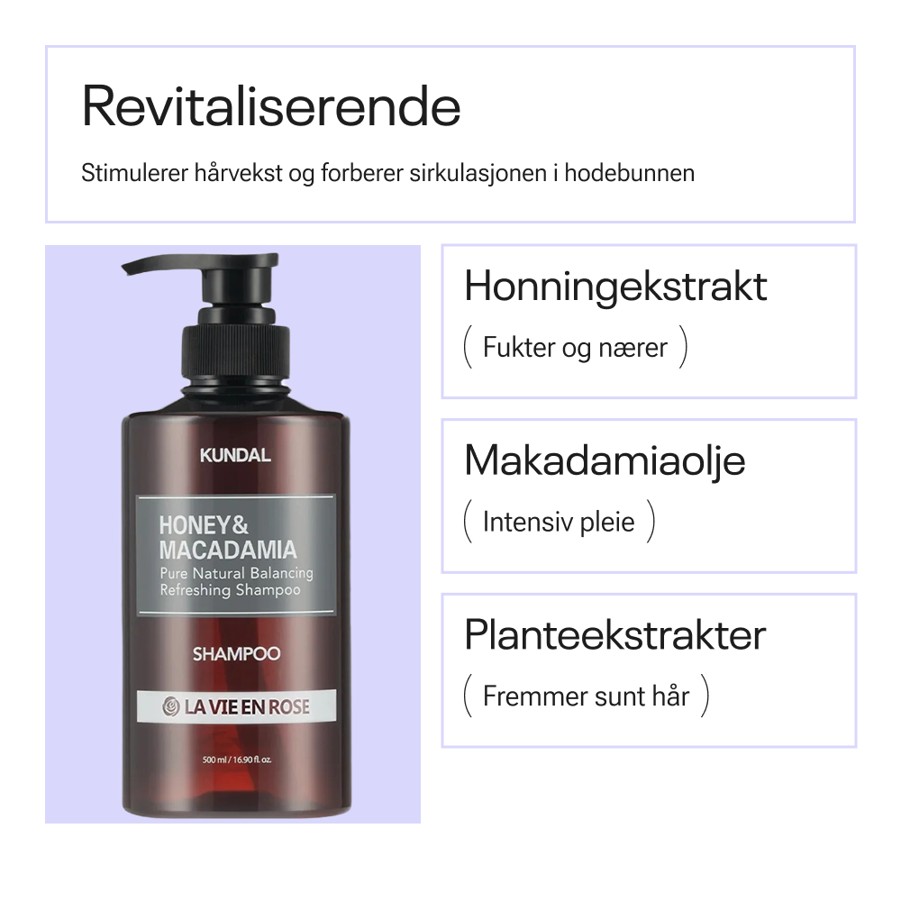 Kundal Honey & Macadamia Pure Natural Refreshing Shampoo La Vie En Rose 500ml