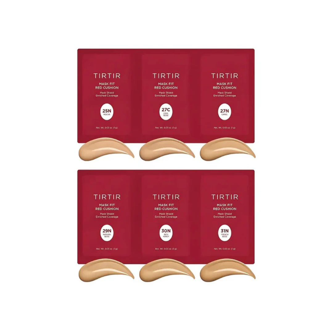 TIRTIR Mask Fit Red Cushion 6 Shade Trial Kit 1g*6EA (25N-31N) - Medium