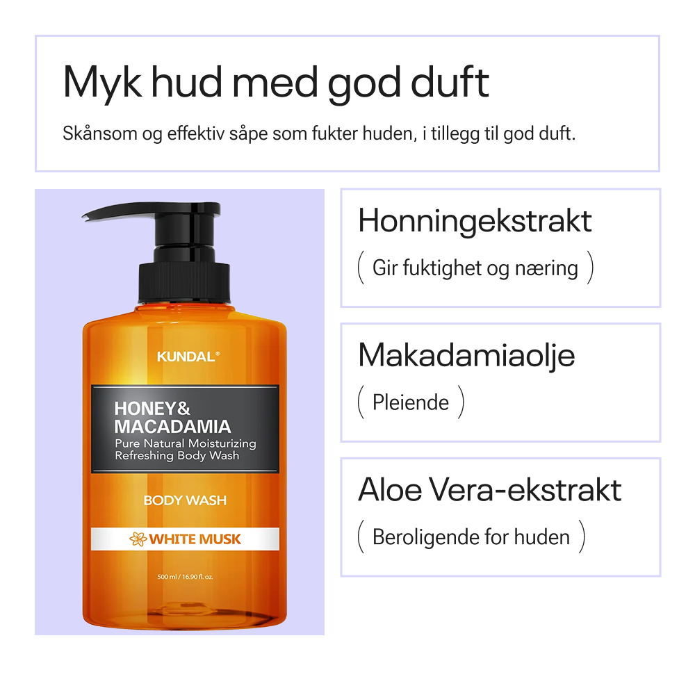 Kundal Honey & Macadamia Pure Body Wash White Musk 500ml
