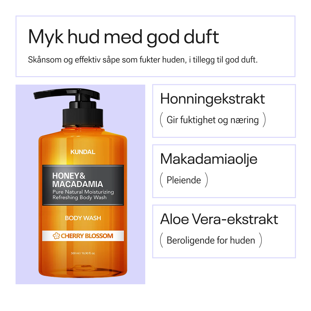 Kundal Honey & Macadamia Pure Body Wash Cherry Blossom 500ml