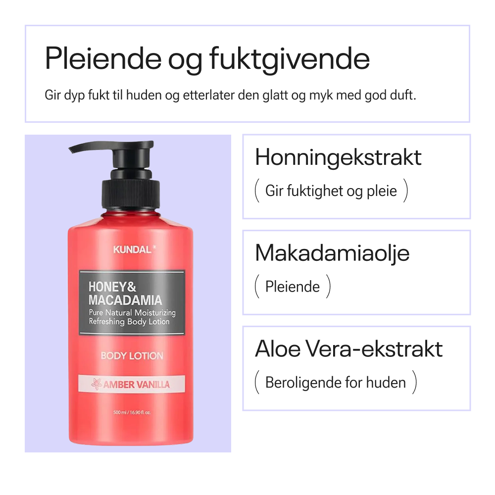 Kundal Honey & Macadamia Pure Body Lotion Amber Vanilla 500ml