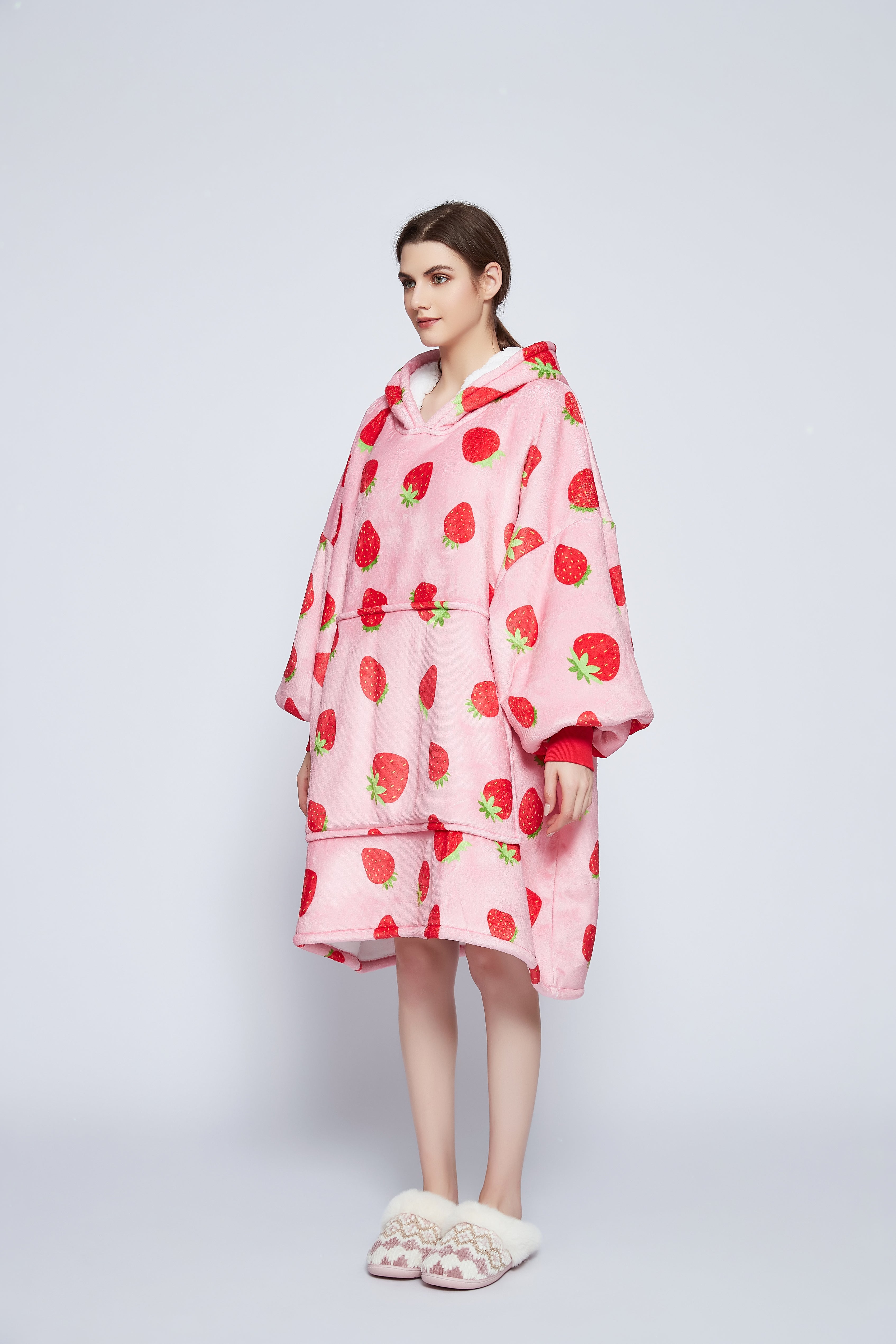 Beauty Mall Kosegenser For Voksne – Rosa Med Jordbærmønster