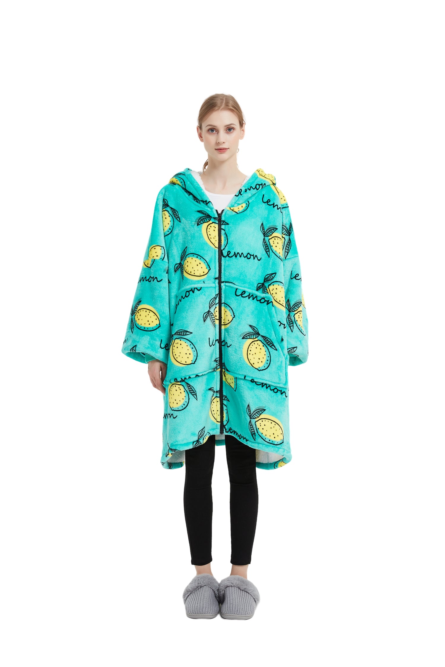 Beauty Mall Kosegenser Med Sitronmønster – Turkis