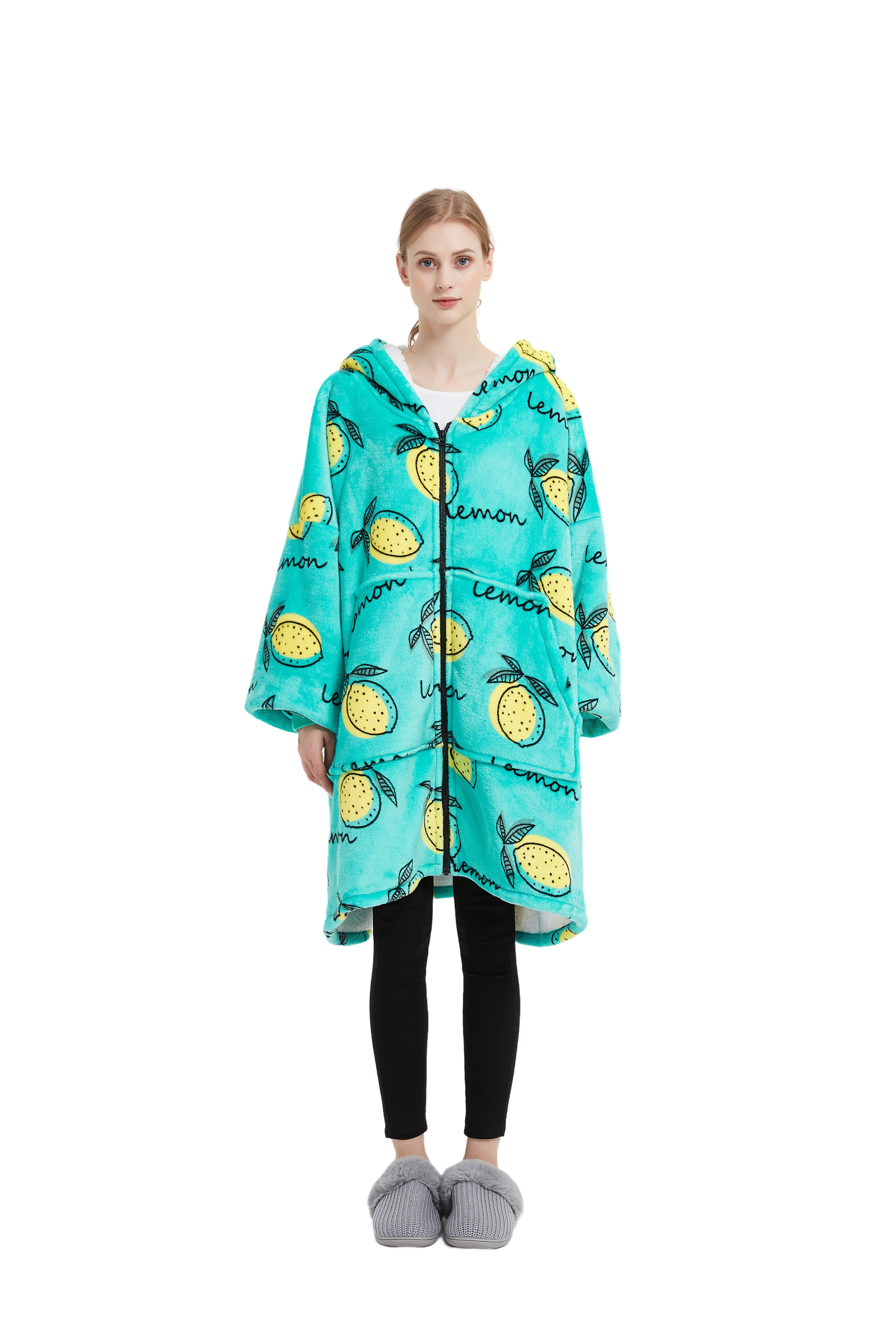 Beauty Mall Kosegenser Med Sitronmønster – Turkis