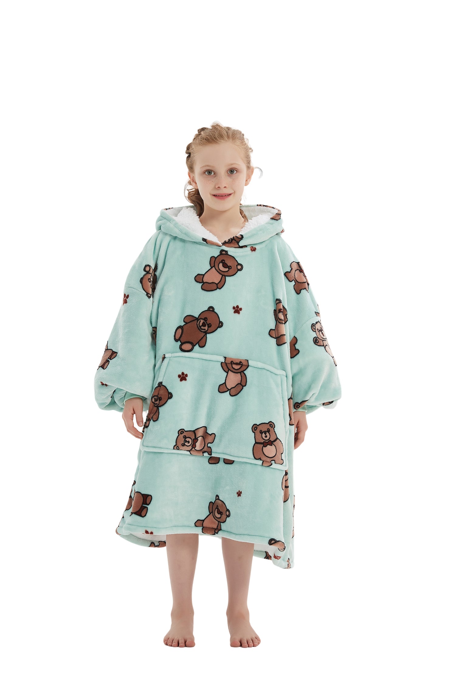 Beauty Mall Kosegenser For Barn – Mintgrønn Med Teddybjørn