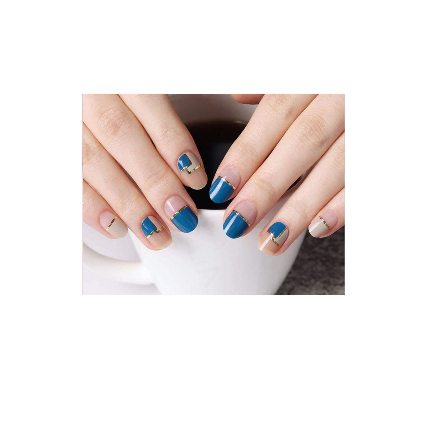 GLOSSY BLOSSOM GEL NAIL STRIPS BLUE 1