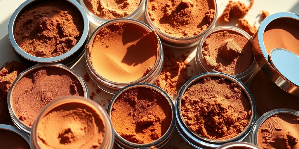 Ulike bronzing powder med solfylt glød.