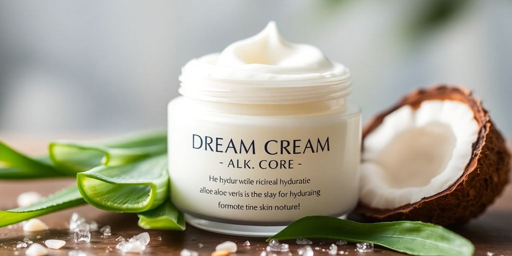 Nærbilde av Dream Cream med naturlige ingredienser.