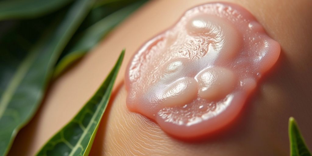 Hydrocolloid plaster på sår, gjennomsiktig og hudlignende.