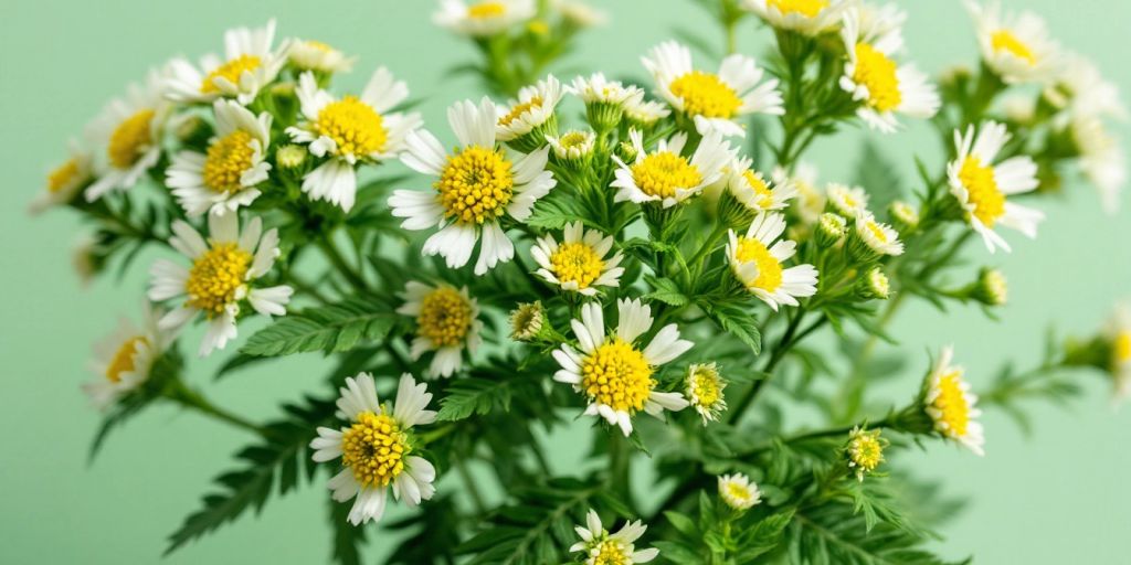 Achillea Millefolium blomster i nærbilde.