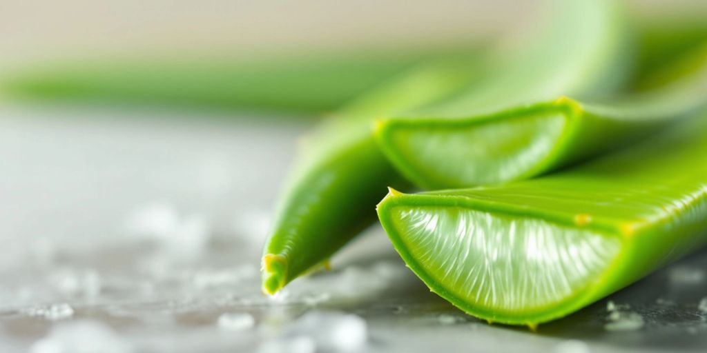 Friske aloe vera-blader med gelé inni.