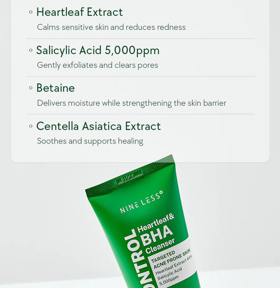 Nine Less A-Control Heartleaf &amp; BHA Cleanser