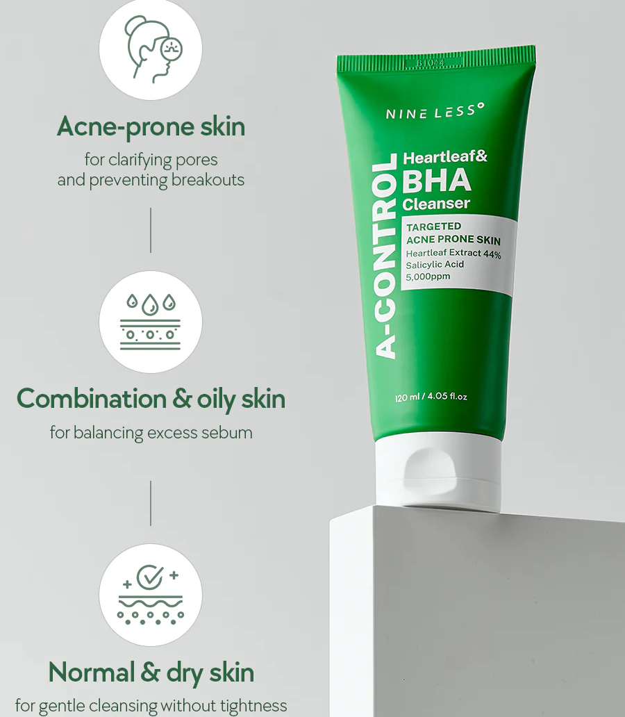 Nine Less A-Control Heartleaf &amp; BHA Cleanser