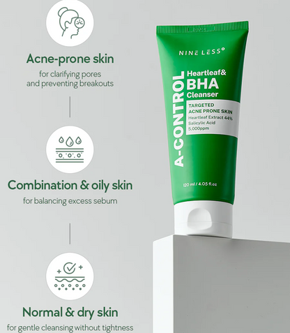 Nine Less A-Control Heartleaf &amp; BHA Cleanser