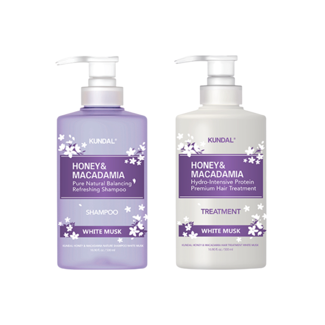 Kundal Honey & Macadamia Shampoo + Treatment Set - White Musk