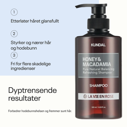 Kundal Honey &amp; Macadamia Pure Natural Refreshing Shampoo La Vie En Rose 500ml