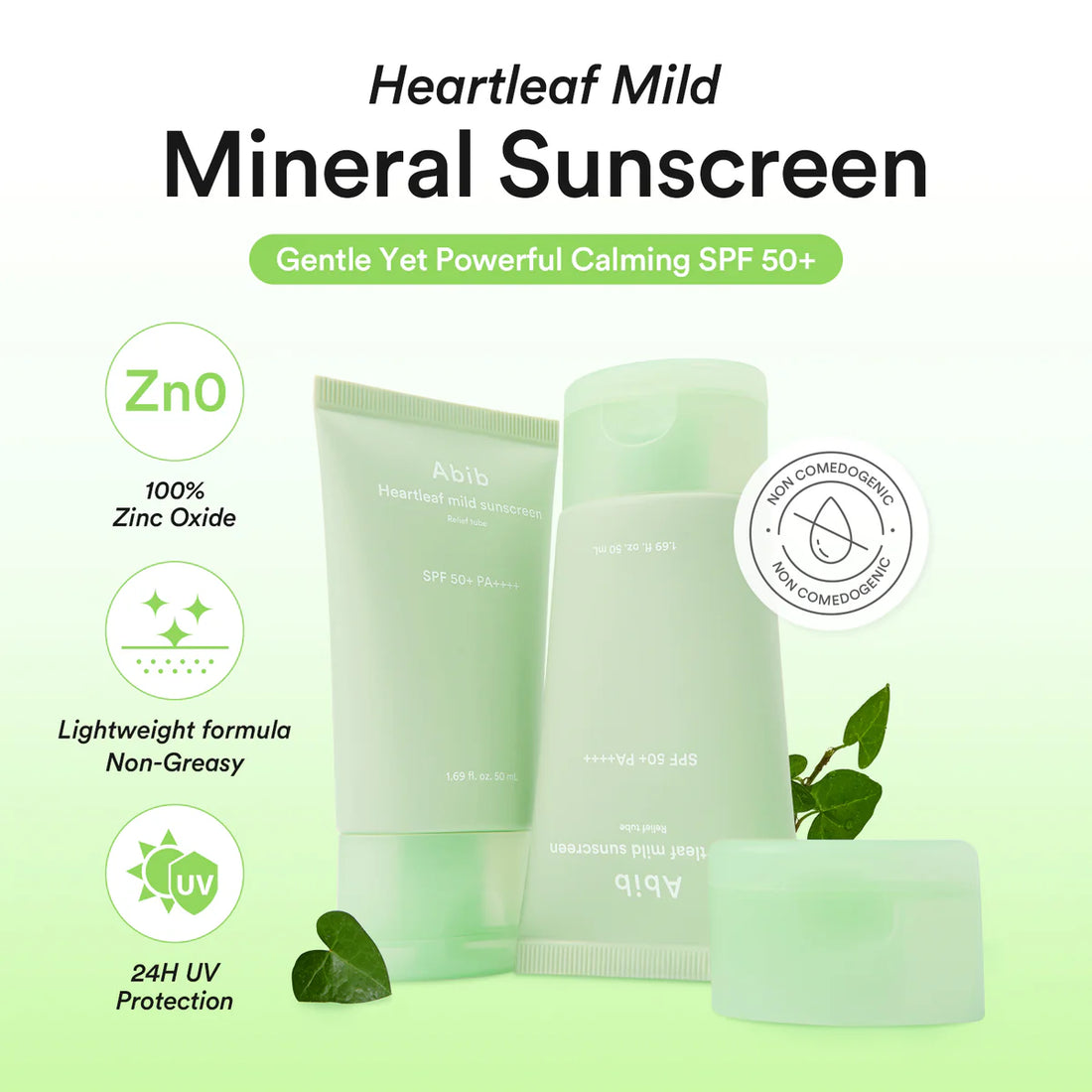 Abib Heartleaf Mild Sunscreen Relief Tube