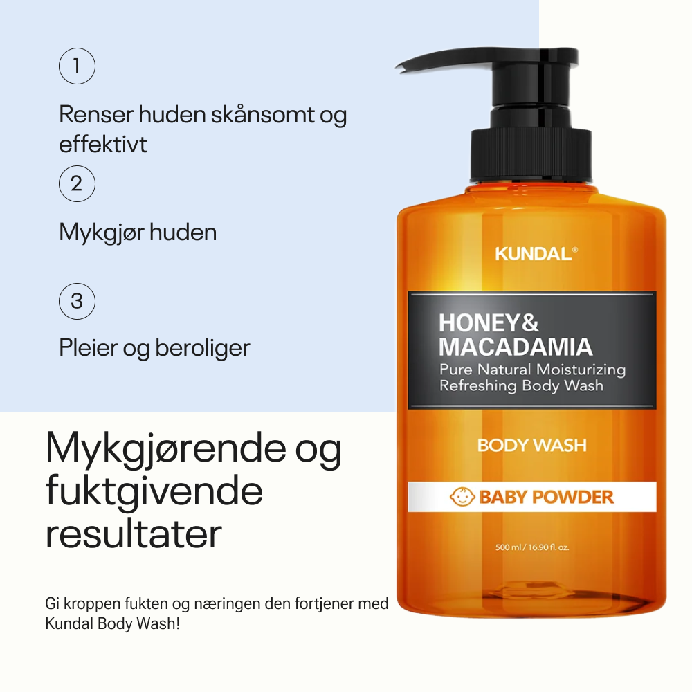 Kundal Honey &amp; Macadamia Pure Body Wash Baby Powder 500 ml
