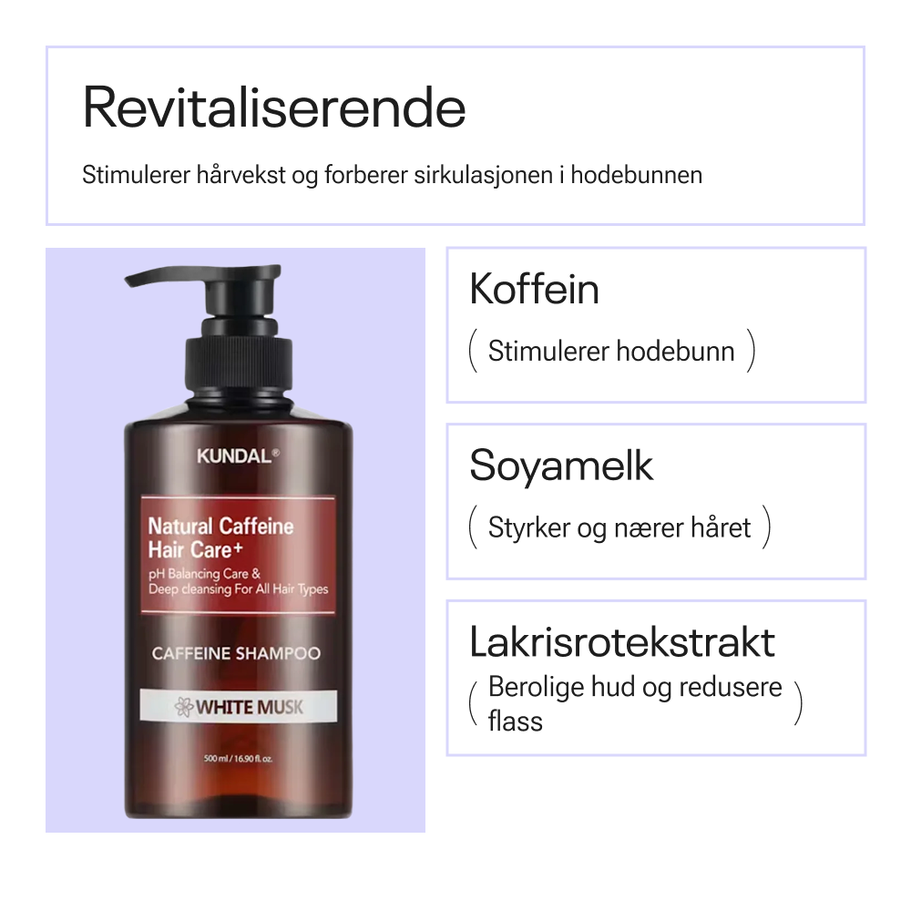 Kundal Natural Caffeine &amp; Intensive Scalp Care+ Shampoo White Musk 500ml