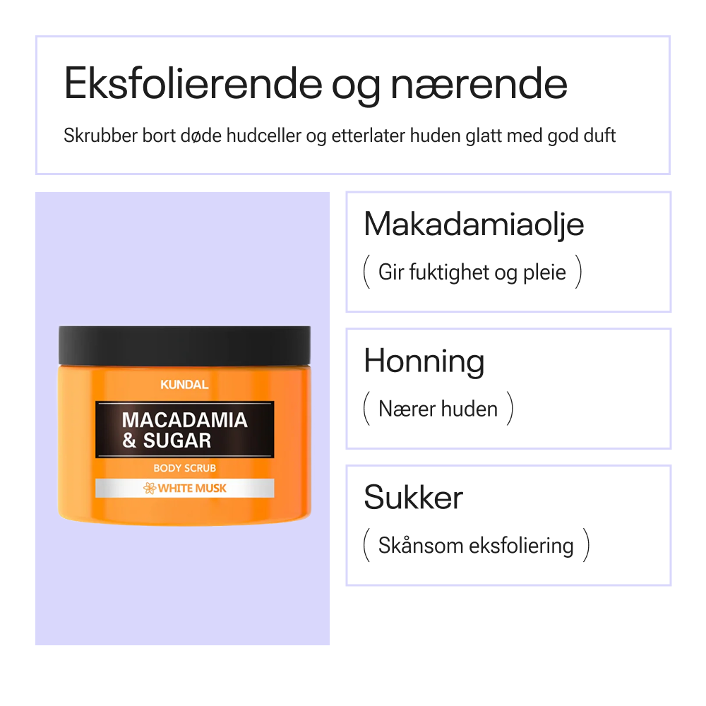 Kundal Macadamia &amp; Sugar Body Scrub White Musk 230g