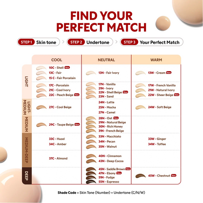TIRTIR Mask Fit Red Cushion 6 Shade Trial Kit (33C-34W) - Medium Deep