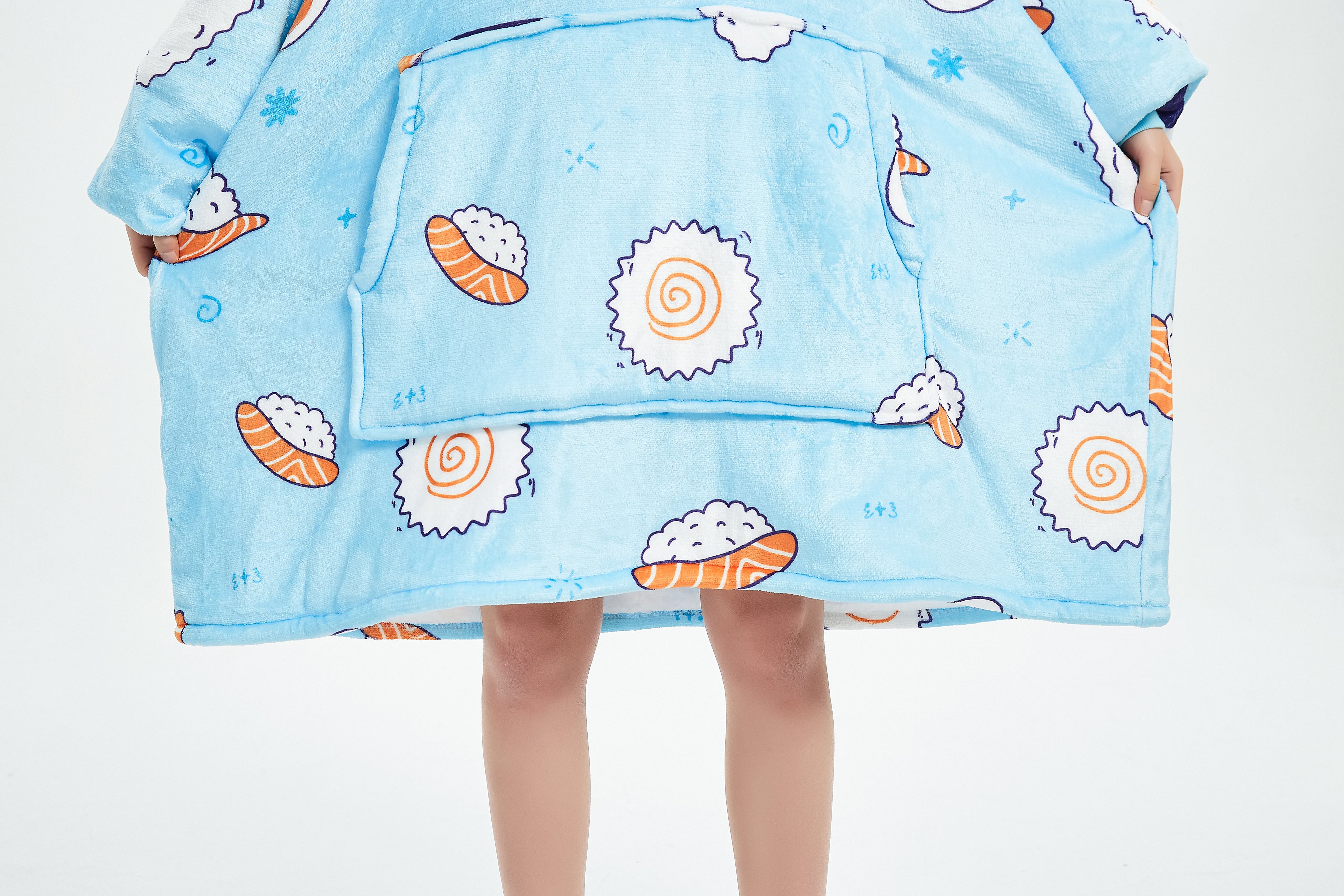 Beauty Mall Kosegenser I Flanell – Blå Med Sushimønster