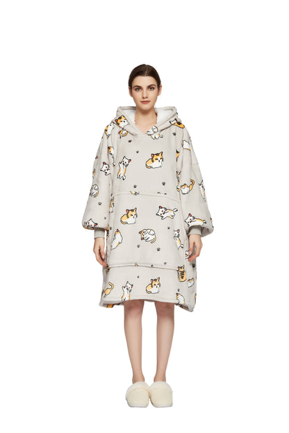 Beauty Mall Kosegenser I Flanell – Hvit Med Dyremønster