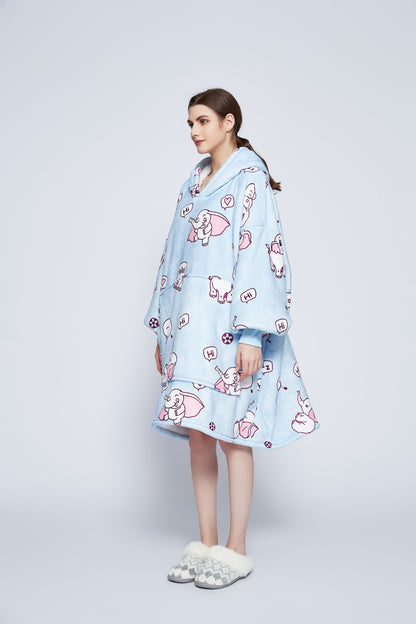 Beauty Mall Kosegenser I Flanell – Lyseblå Med Elefantmønster