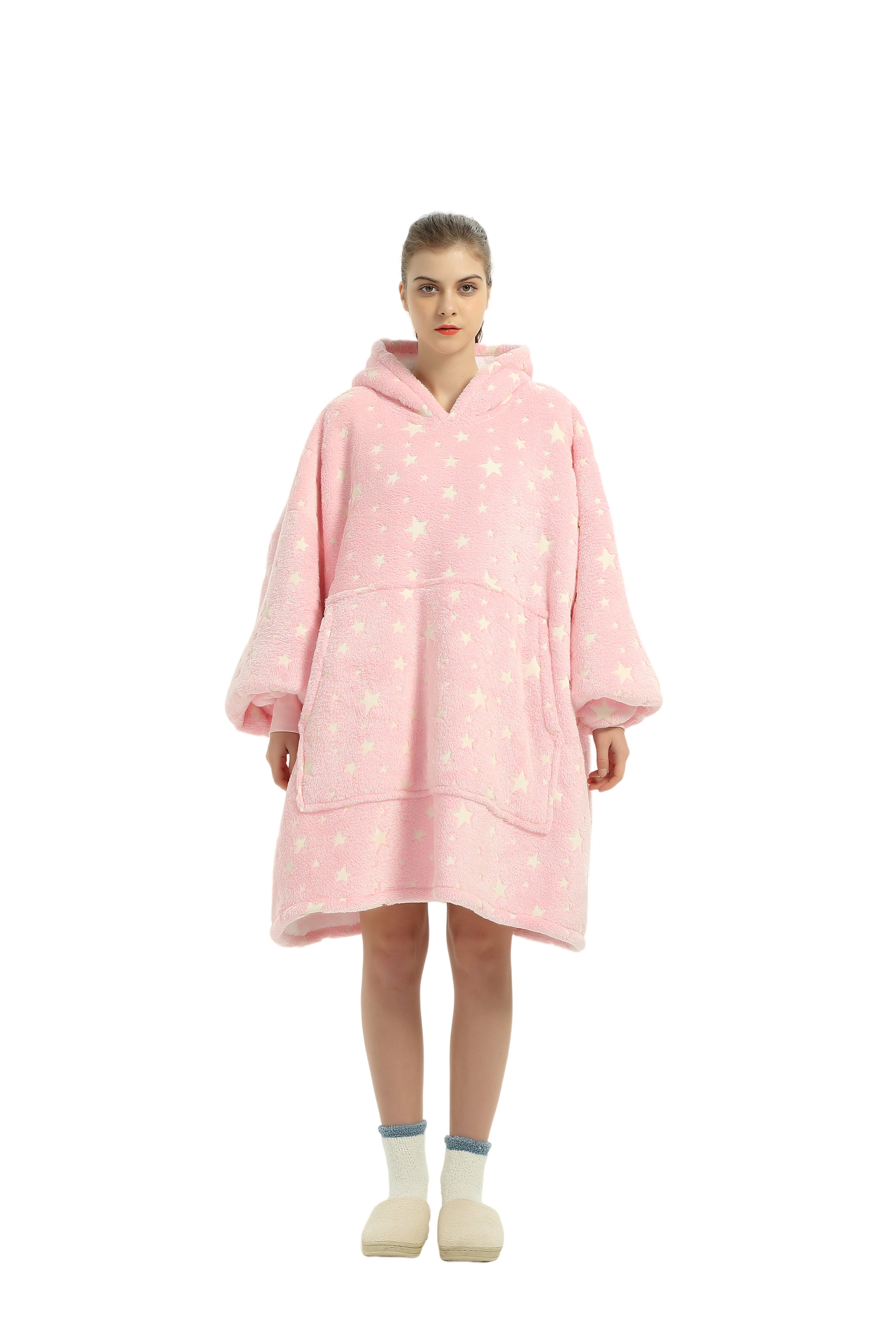 Beauty Mall Kosegenser I Flanell – Lys Rosa Med Stjerner