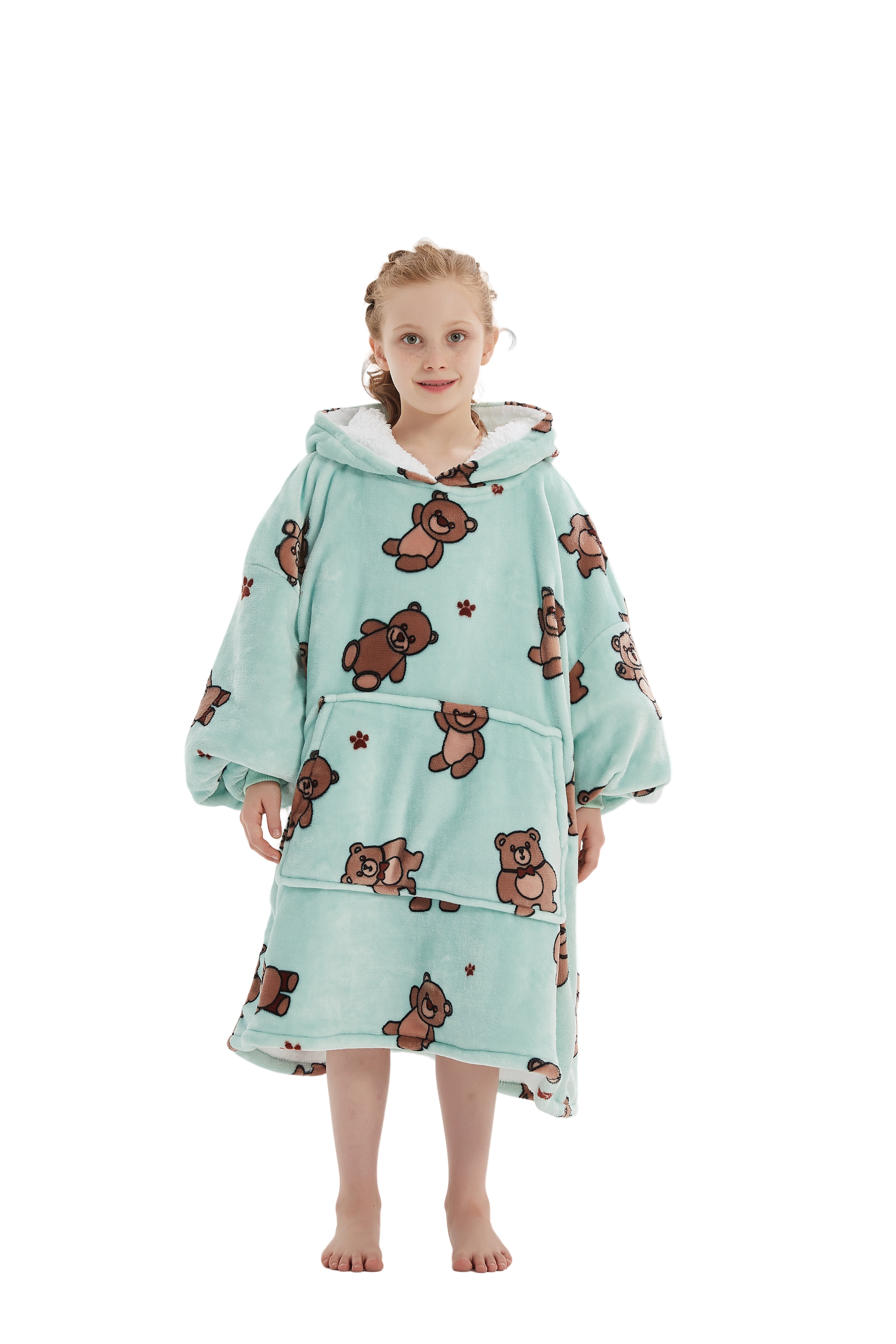 Beauty Mall Kosegenser For Barn – Mintgrønn Med Teddybjørn